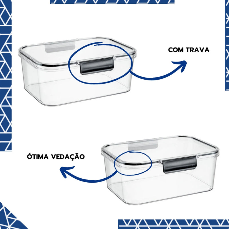 Conjunto de 3 Potes Herméticos TPC para Geladeira e Microondas